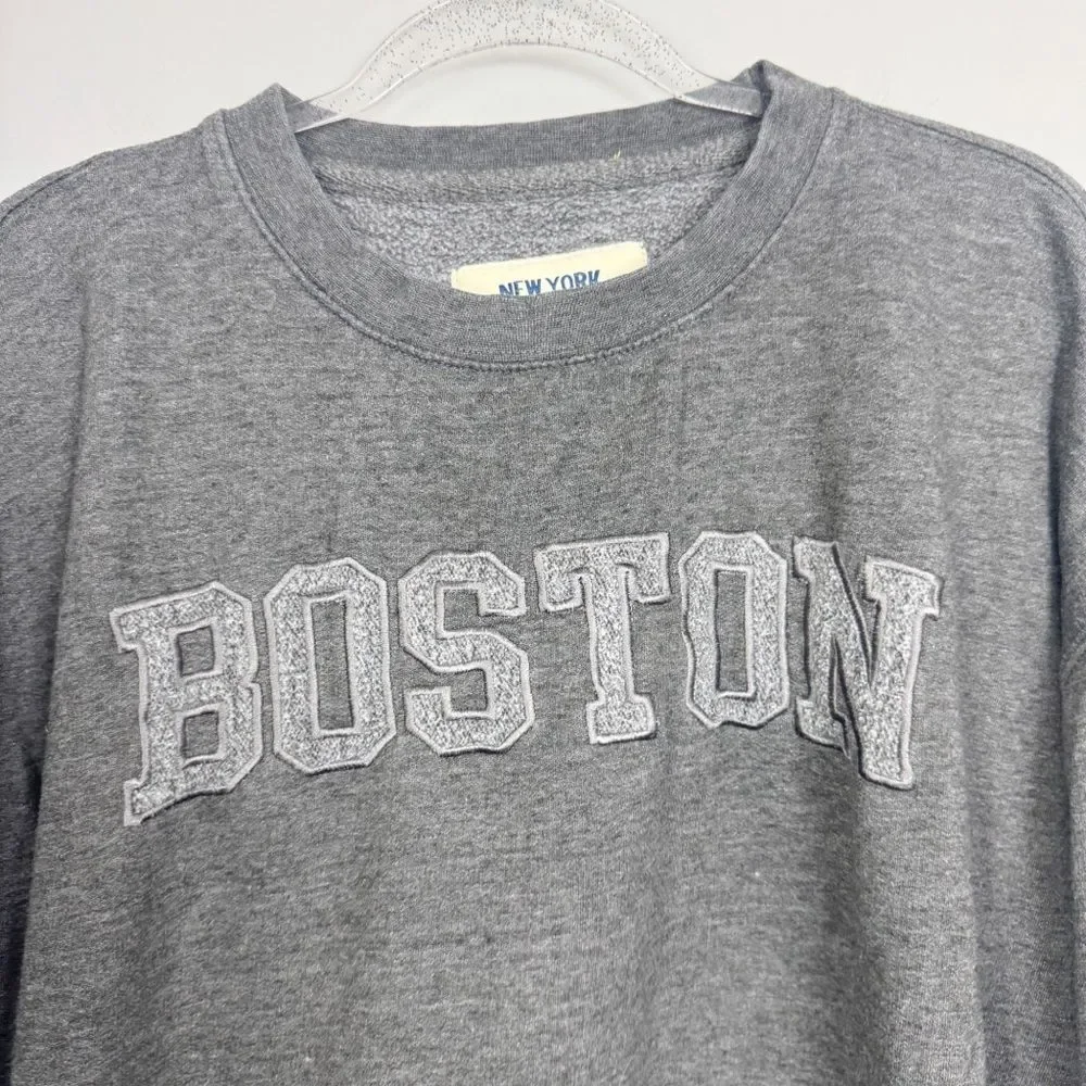 NEW YORK POPULAR | Gray Crewneck Boston Sweatshirt Unisex Size X-Large